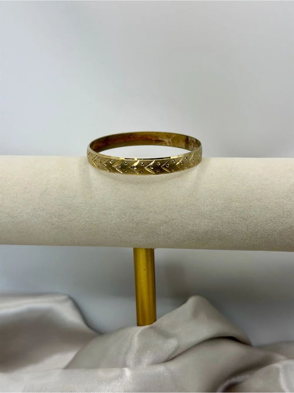 Vintage Style Engraved Gold Tone Baby Bangle Bracelet